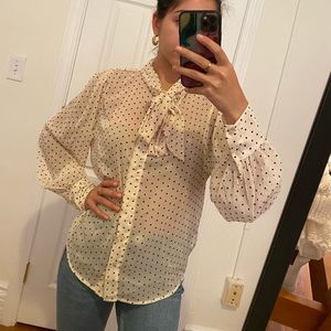 Mango neck tie blouse